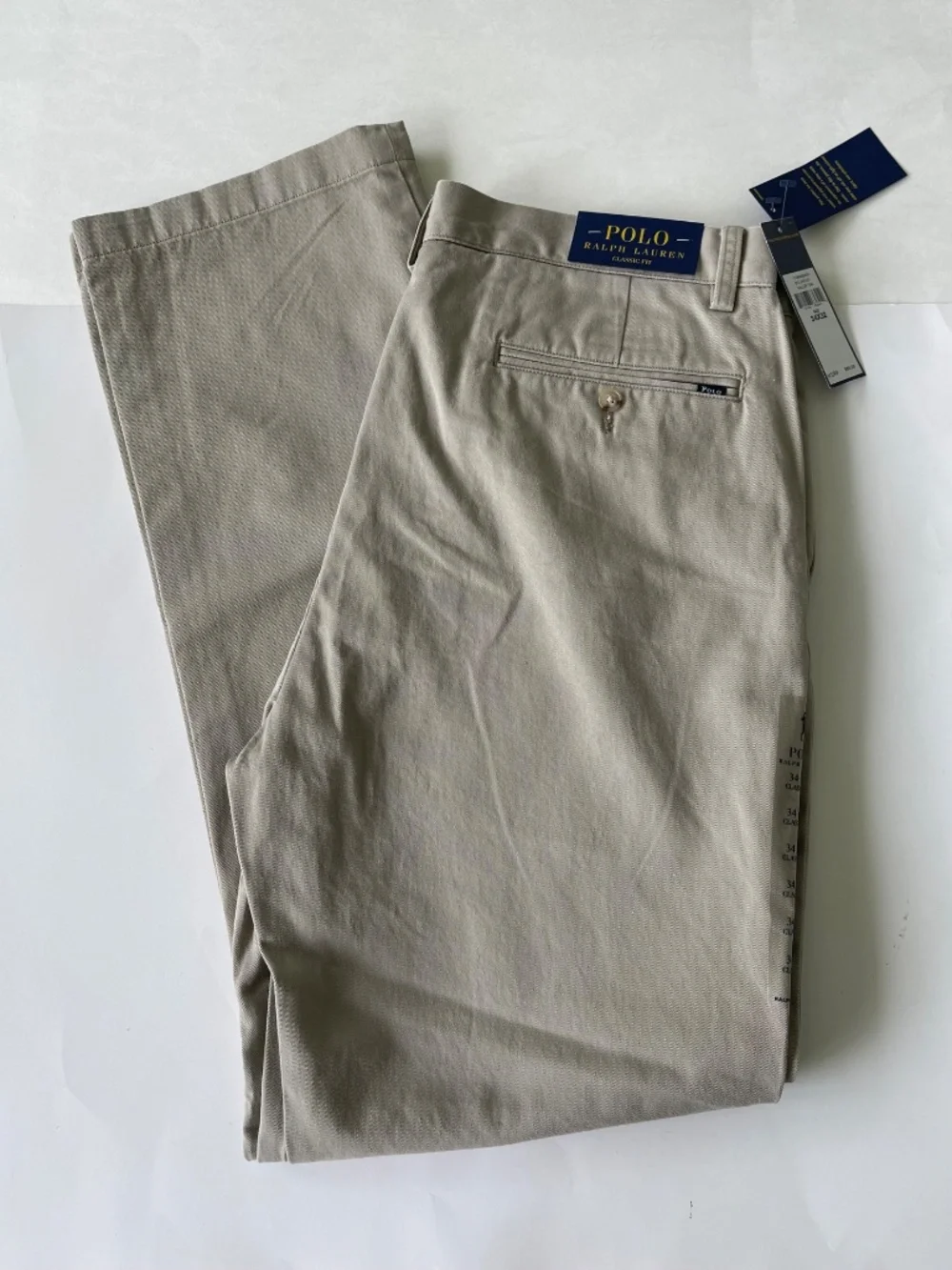 Polo Ralph Lauren Chino Pants Khaki Classic Fit Mens Size 34x32 NWT - Picture 3 of 12